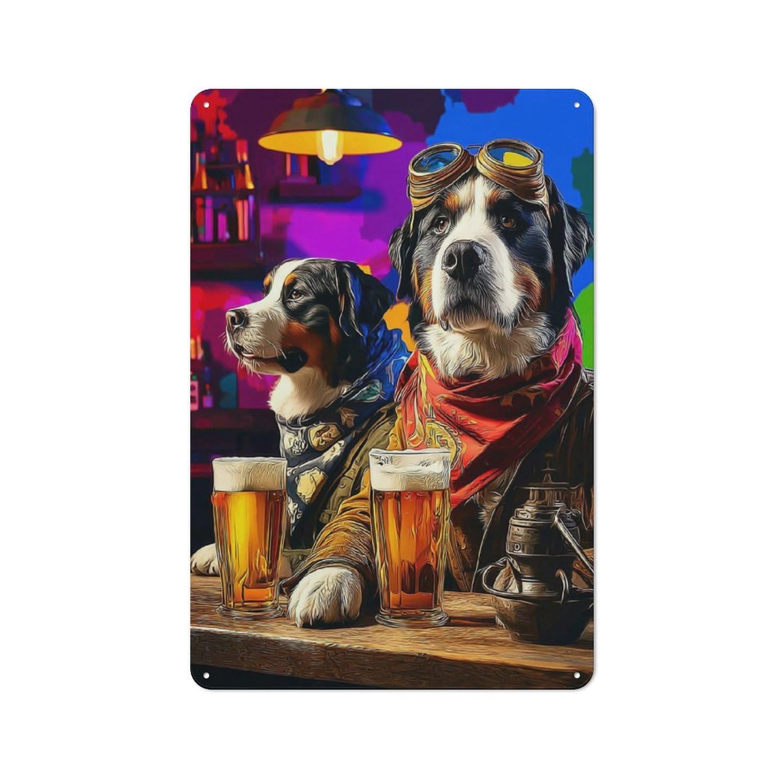 Junmoney Canine Cheers Pups Enjoying Craft Beers Vintage-Inspired Tin Sign 30X20cm For Garage Or Workshop, For Vintage Wall Decor Fans, For Metal Sign Collectors