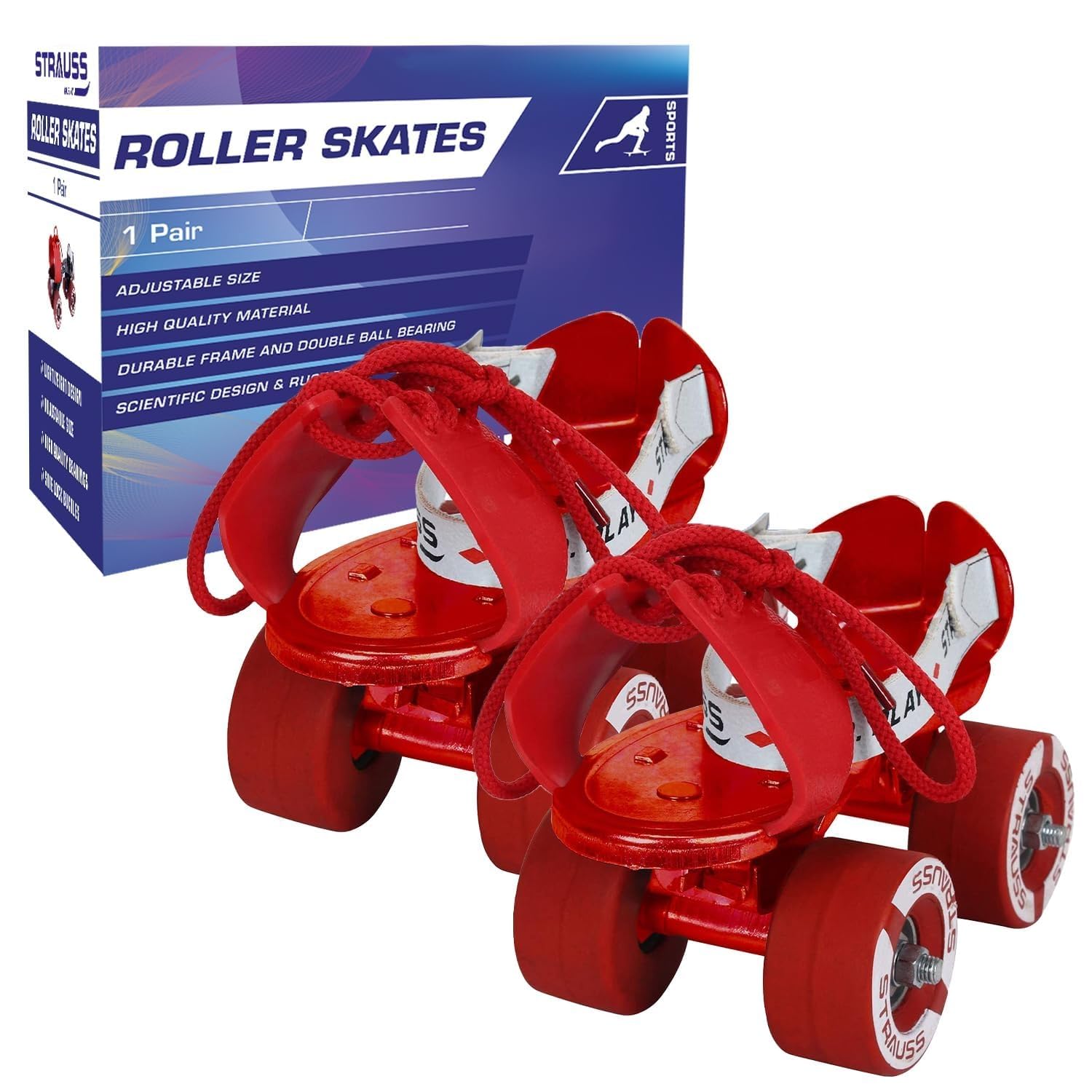 Tenacity Roller Skates|Outdoor Wheel Roller Blades For Kids|Adjustable Shoe Size|4 Wheels Skating Shoe For Boys And Girls|Ideal For Indoor And Outdoor Skating|Age Group 4-6 Years,(Red)