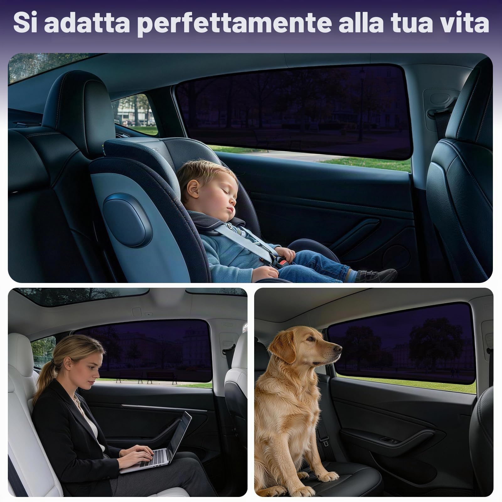 ZATOOTO Parasole per finestre Tesla Model 3 per bambini - Protezione UV e dal calore, adesivo statico, privacy, installazione senza attrezzi (2 pezzi)