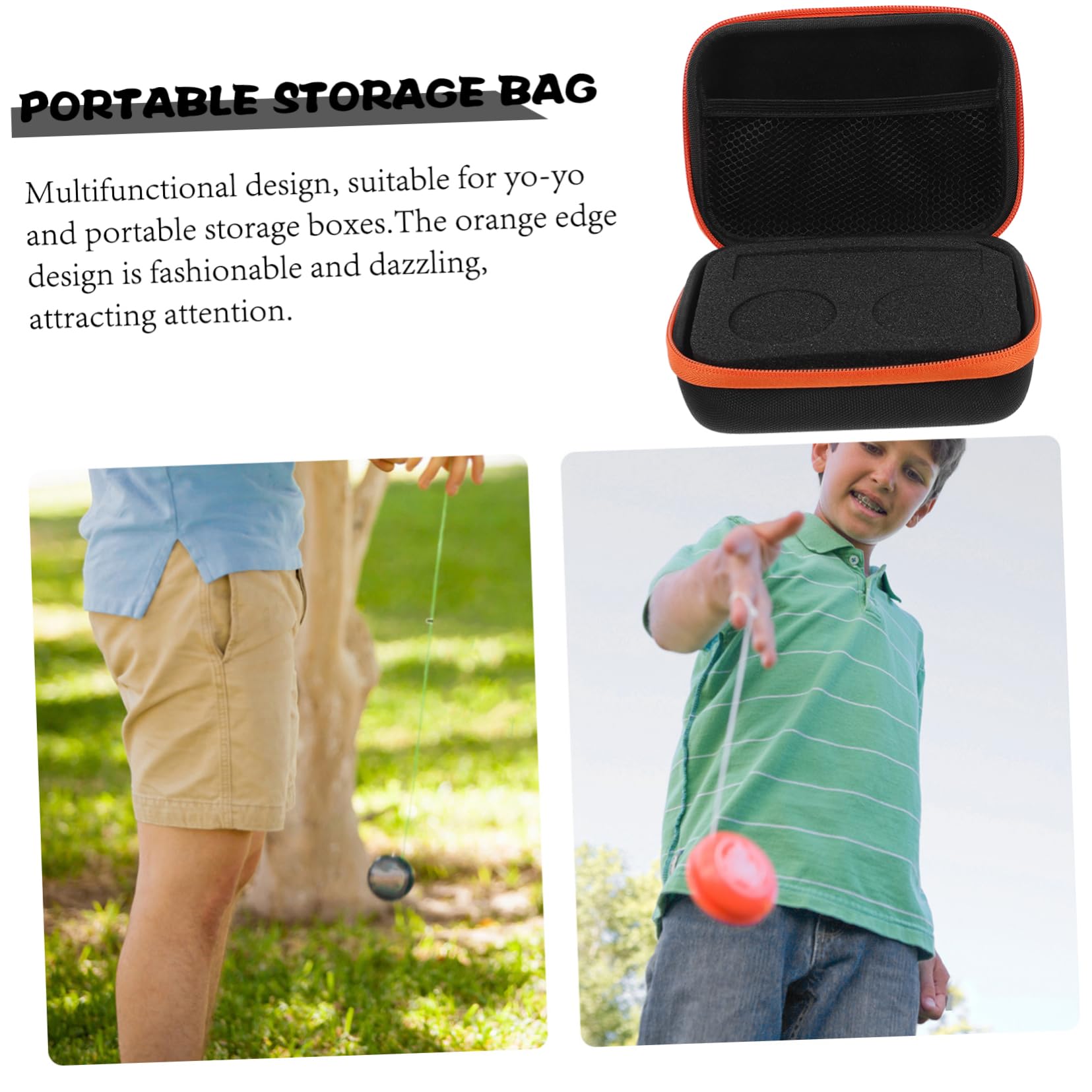 ORFOFE Custodia per Porta Yoyo Portatile 2 Fori, Scatola Porta-Yoyo in PU e Nylon, per Viaggio e Gioco a Casa