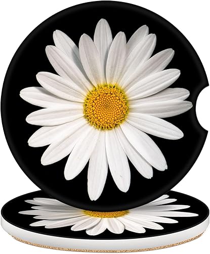 Miniatura 21 de Paquete de 2 posavasos de automóvil para portavasos de automóvil, 2.56 pulgadas, universales, de piedra de cerámica, absorbente, con base de corcho