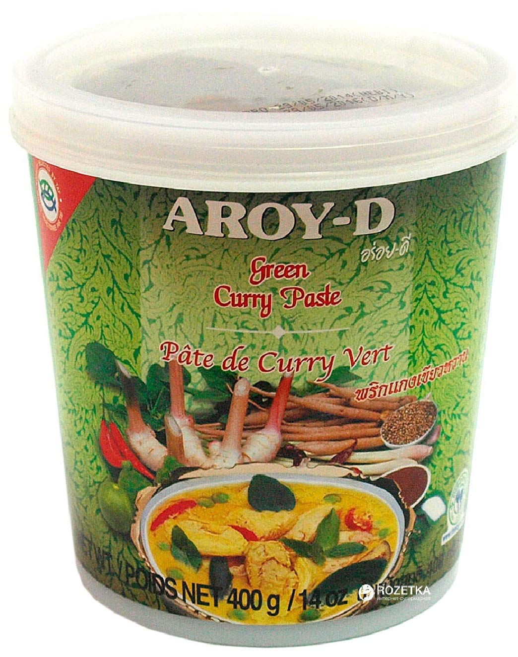 Aroy-D Authentic Thai Green Curry Paste 14oz - Premium Flavor for Curries, Soups & Stews