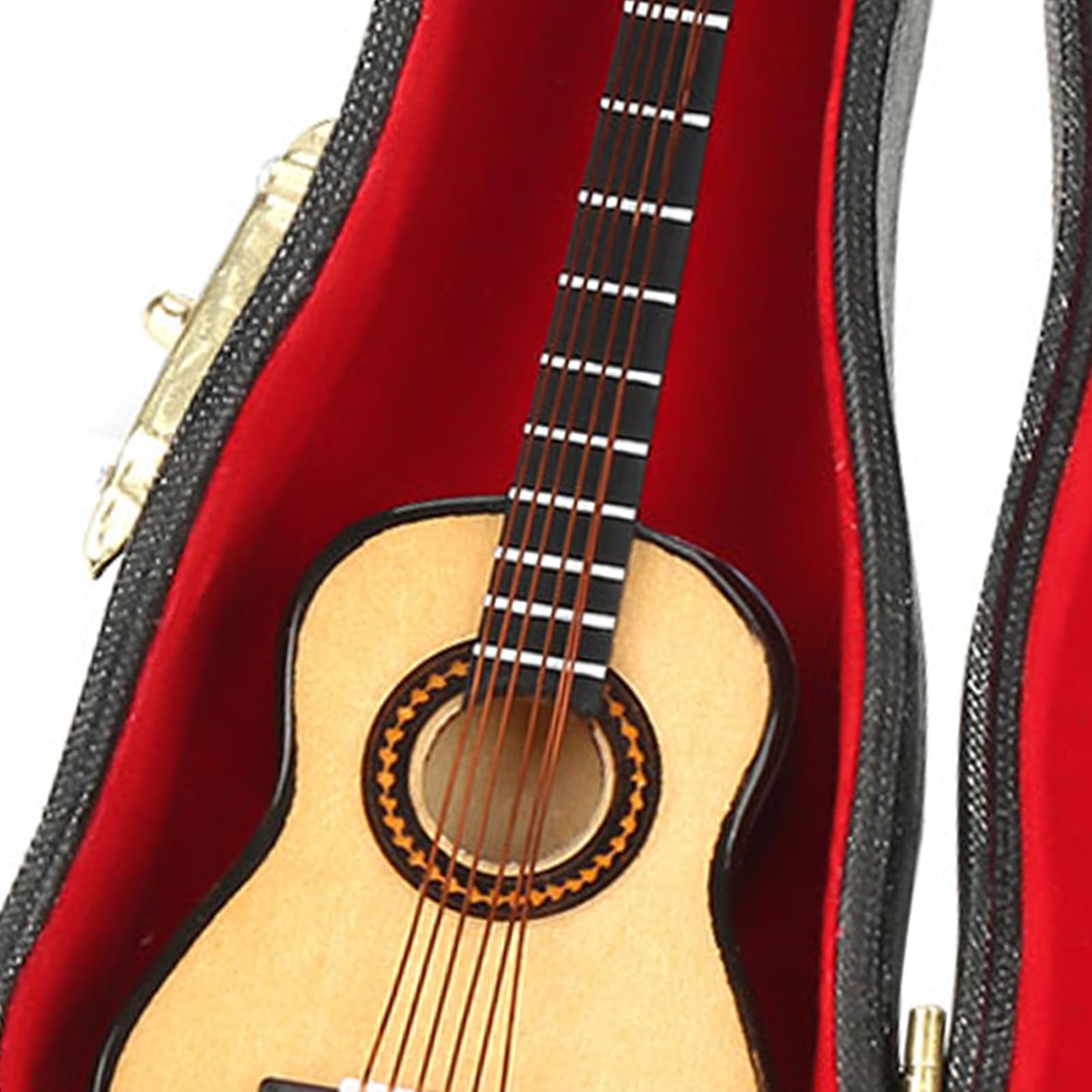 Guitarra de Madera en Miniatura, Modelo Hecho a Mano, Mini Adorno Musical, con Soporte para Guitarra y Caja de Almacenamiento, para Decoración de Escritorio y Oficina en el