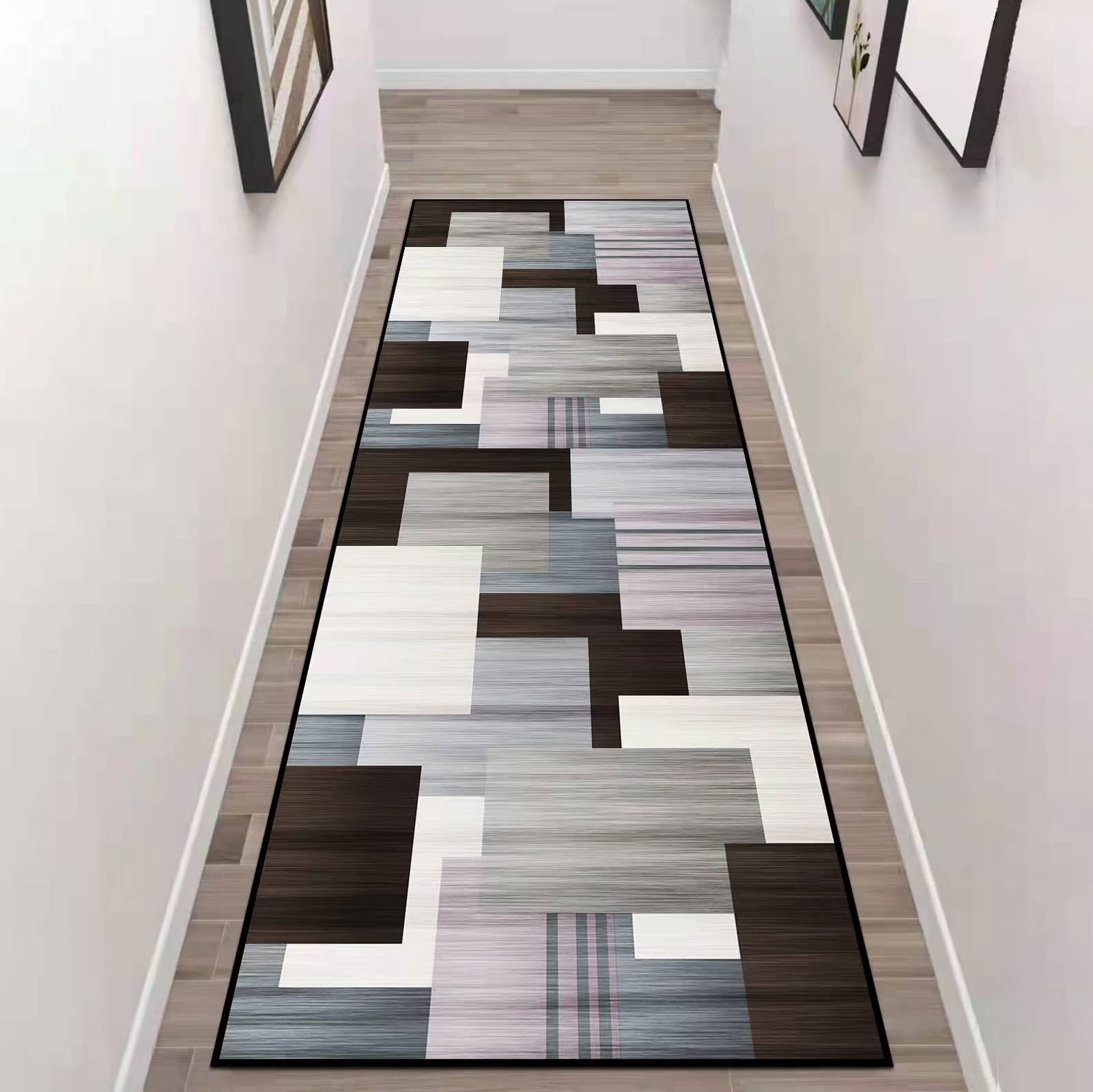 ZZUU Hallway Rug - Modern Geometric Patterns - For Hallway, Bathroom, Living Room, Bed, Kitchen & More