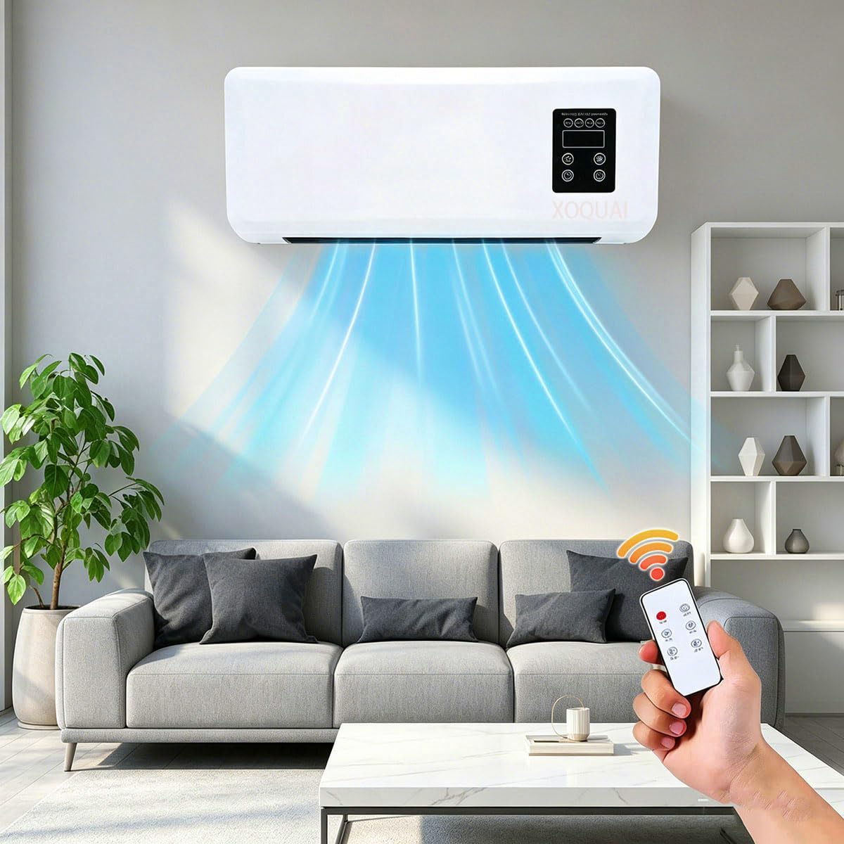 Aria condizionata,Clim Portatile,Clim Con Telecomando,Condizionatore a Parete Reversibile Split,Condizionatore Senza Unità Esterne,Ventilatore Di Raffreddamento Per Cucina,Camera da letto (Bianco)