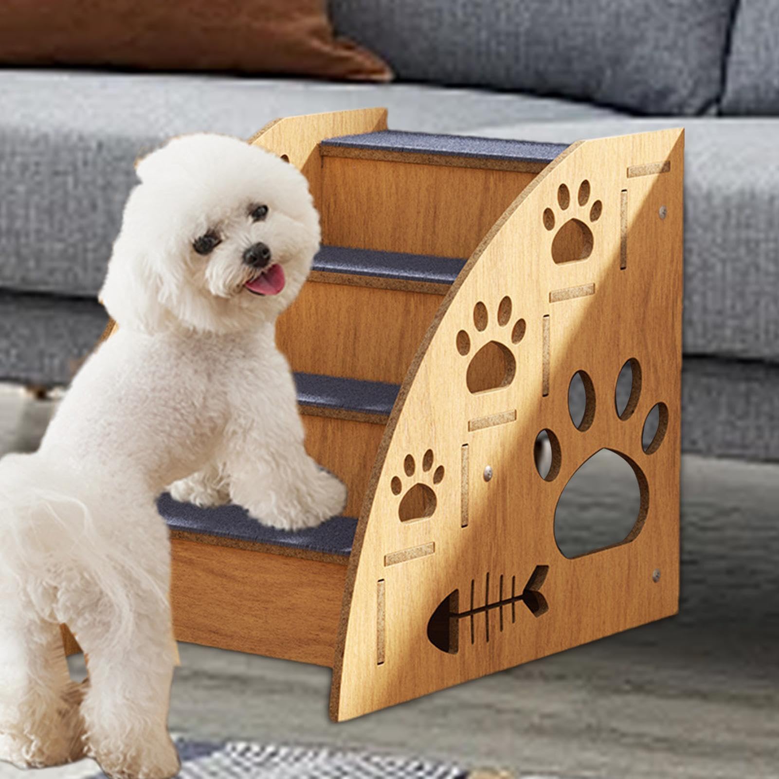Escalones para perros para cama – Rampa para perros para interiores | Escaleras de madera para mascotas, cama antideslizante para perros y gatos grandes/medianos/pequeños