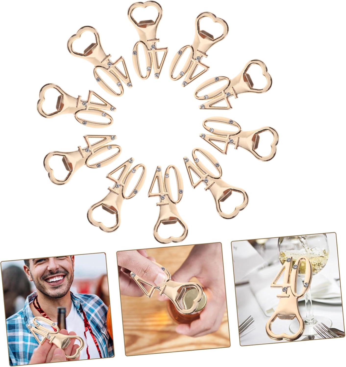 10pcs 40th Birthday Bottle Opener Set Metal Wine Opener Party Favors for Guests