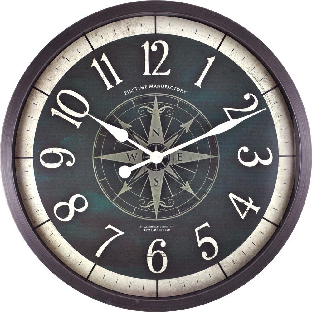 FirsTime & Co.® Compass Rose Wall Clock, American Crafted, Oil Rubbed Bronze, 24 x 2 x 24,