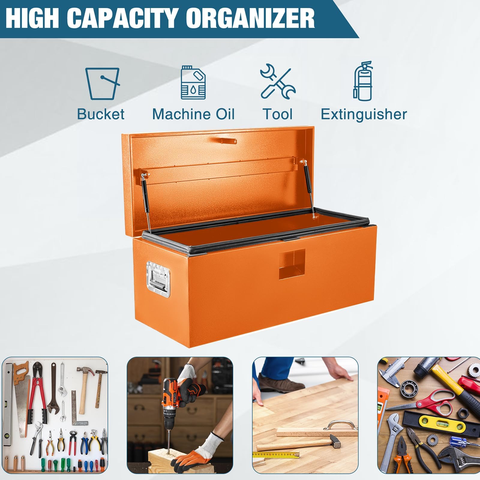 Zstar Coffre à Outils Camion Orange 76 cm Acier Verrouillable