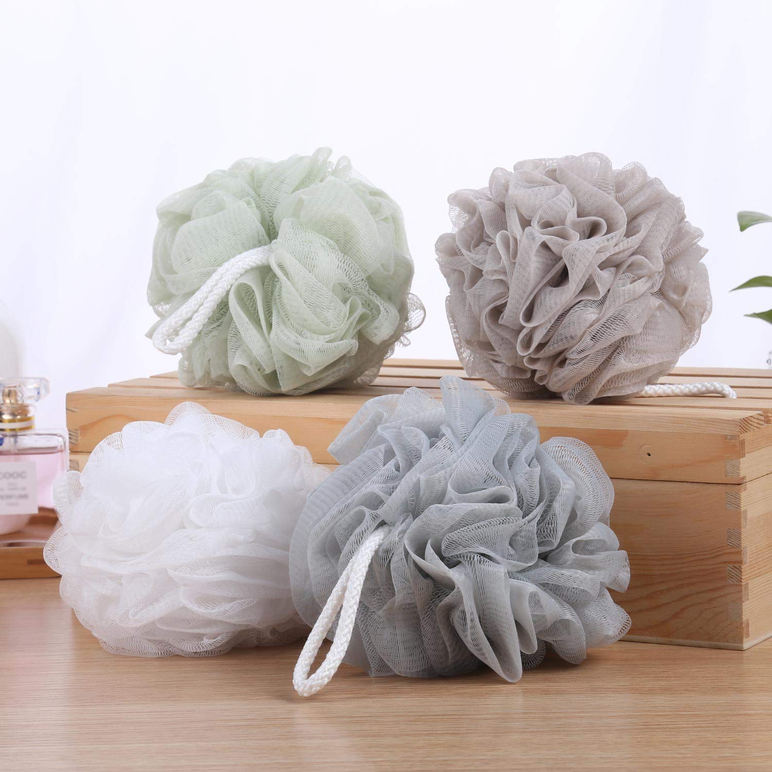 8 Small Mesh Pouf Bath Sponge - Mesh Loofah Body Exfoliating Shower Ball Shower Sponge