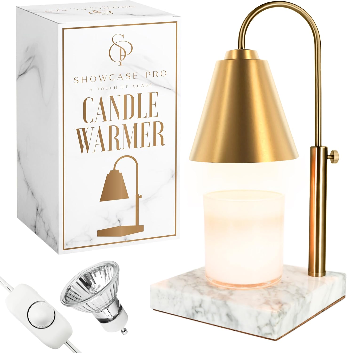 Candle Warmer Lamp with Adjustable Height & Dimmable Function, Scented Wax Melter, Birthday, Mother’s Day, Housewarming Gifts, Spring & Easter Decorations for Home, Bedroom, Living Room, Office, Gold
