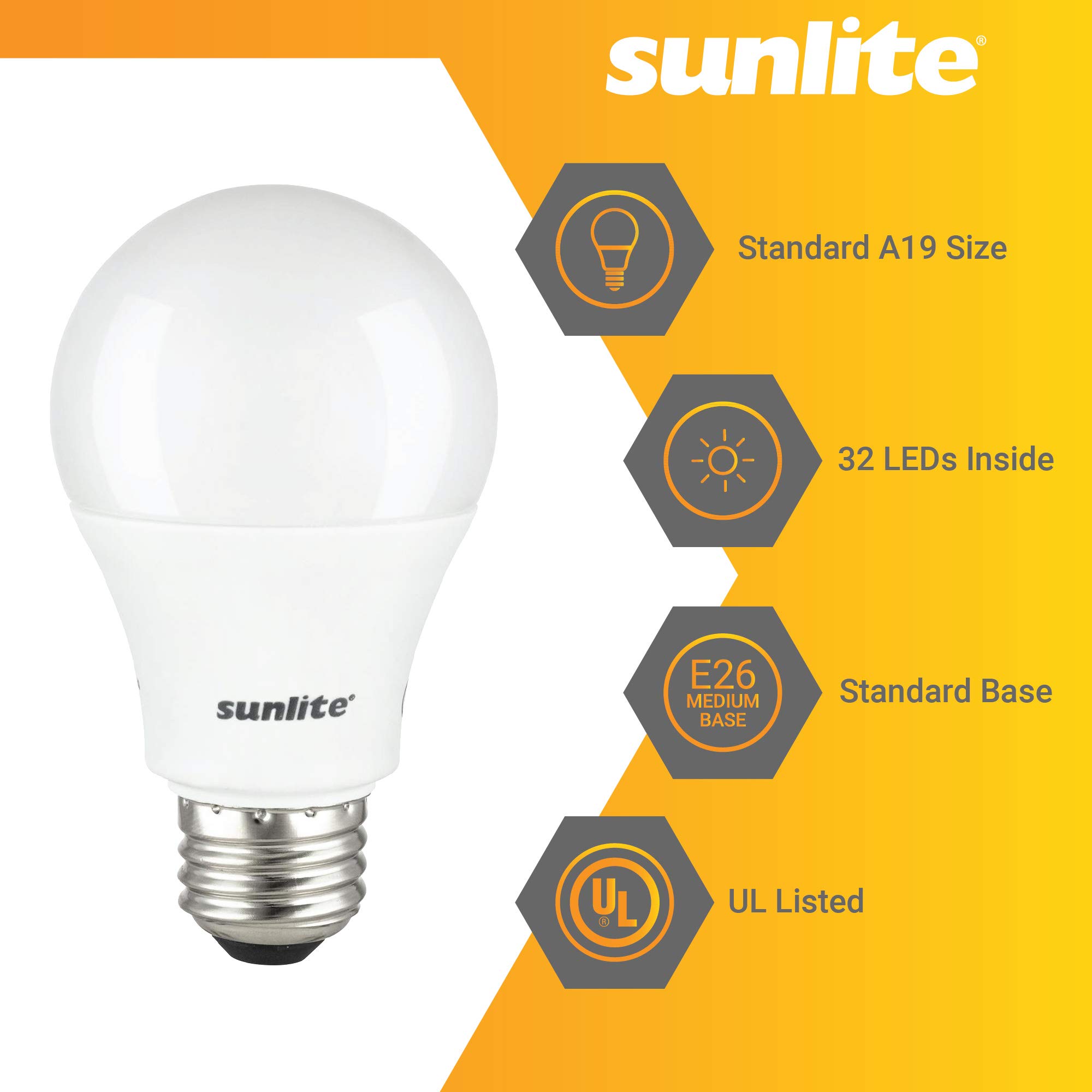 Sunlite LED A19 Super Bright Light Bulb Non-Dimmable 14 100 Watt Equivalent 1500 Lumens Medium E26 Base UL — view 3