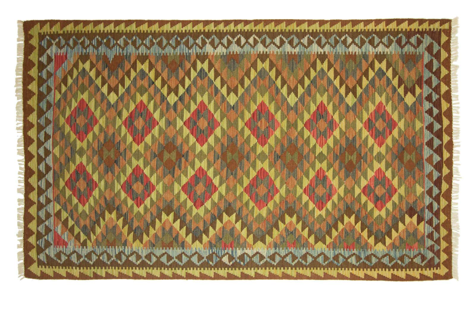 Tapis kilim afghan Maimana tissé main multicolore 150x250 cm pour salon