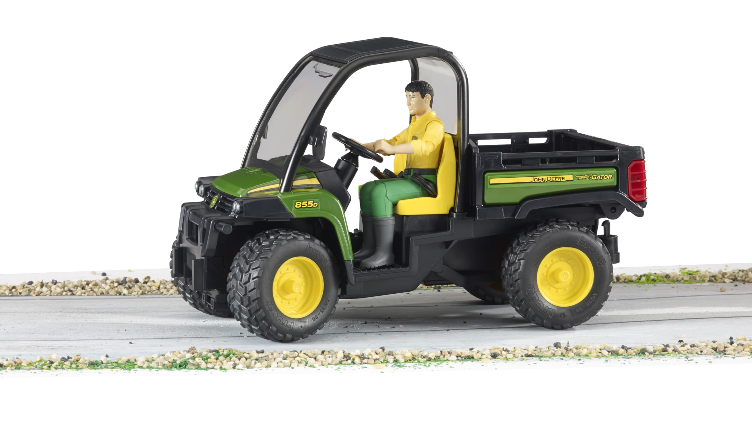 bruder 02490 - John Deere Gator XUV 855D z kierowcą - 1:16 Pojazd, rolnictwo, leśnictwo, robotnik, figurka bworld, transporter, jeep, offroad