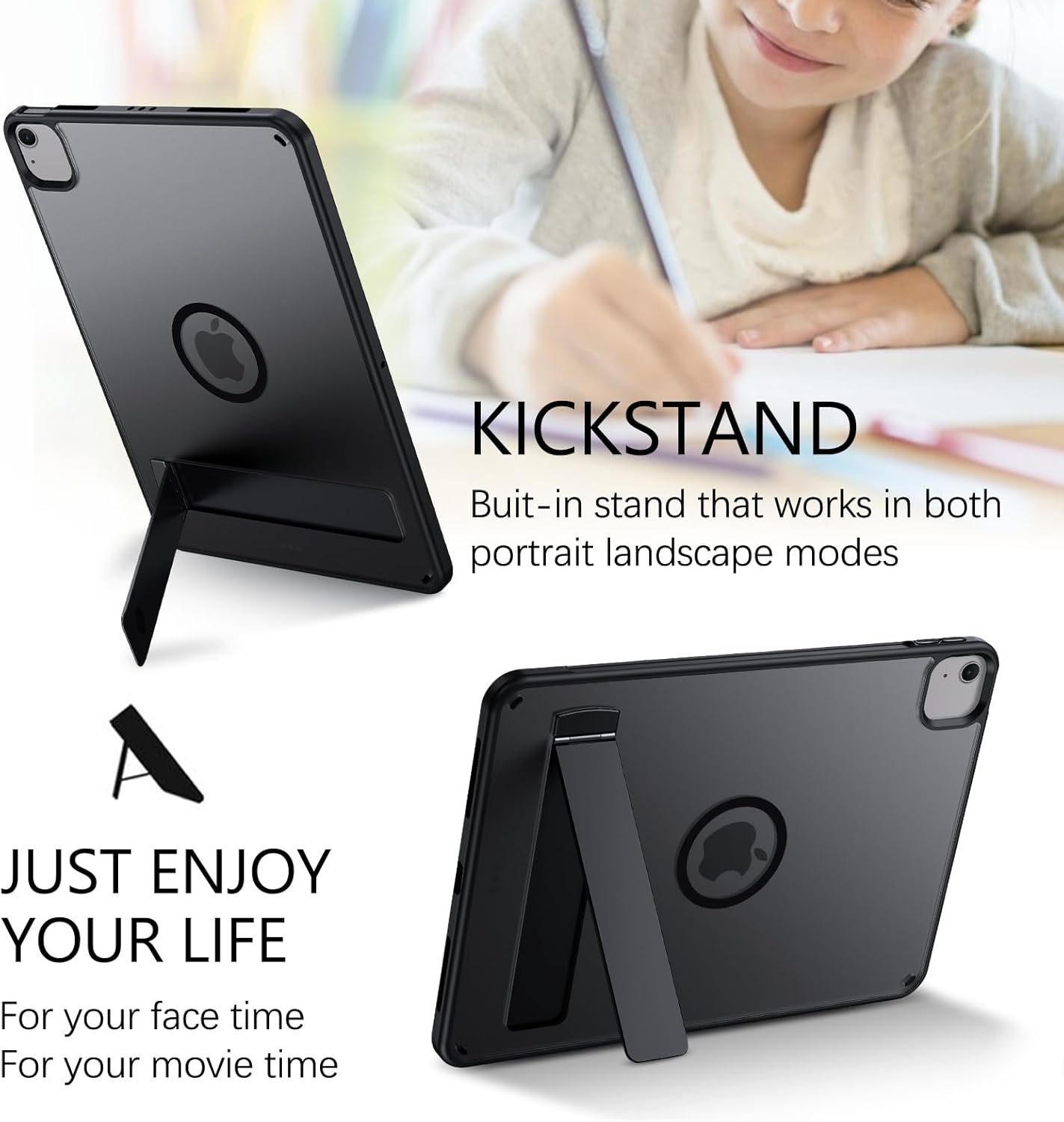 GUAGUA Magnetic for iPad Air 11 Inch Case M3/M2 (2025/2024), iPad Air 5th & 4th Gen 10.9 Inch(2022/2020) Cases with Stand & Pencil Holder Kickstand Case for iPad Pro 11 Inch 2022/2021/2020/2018, Black