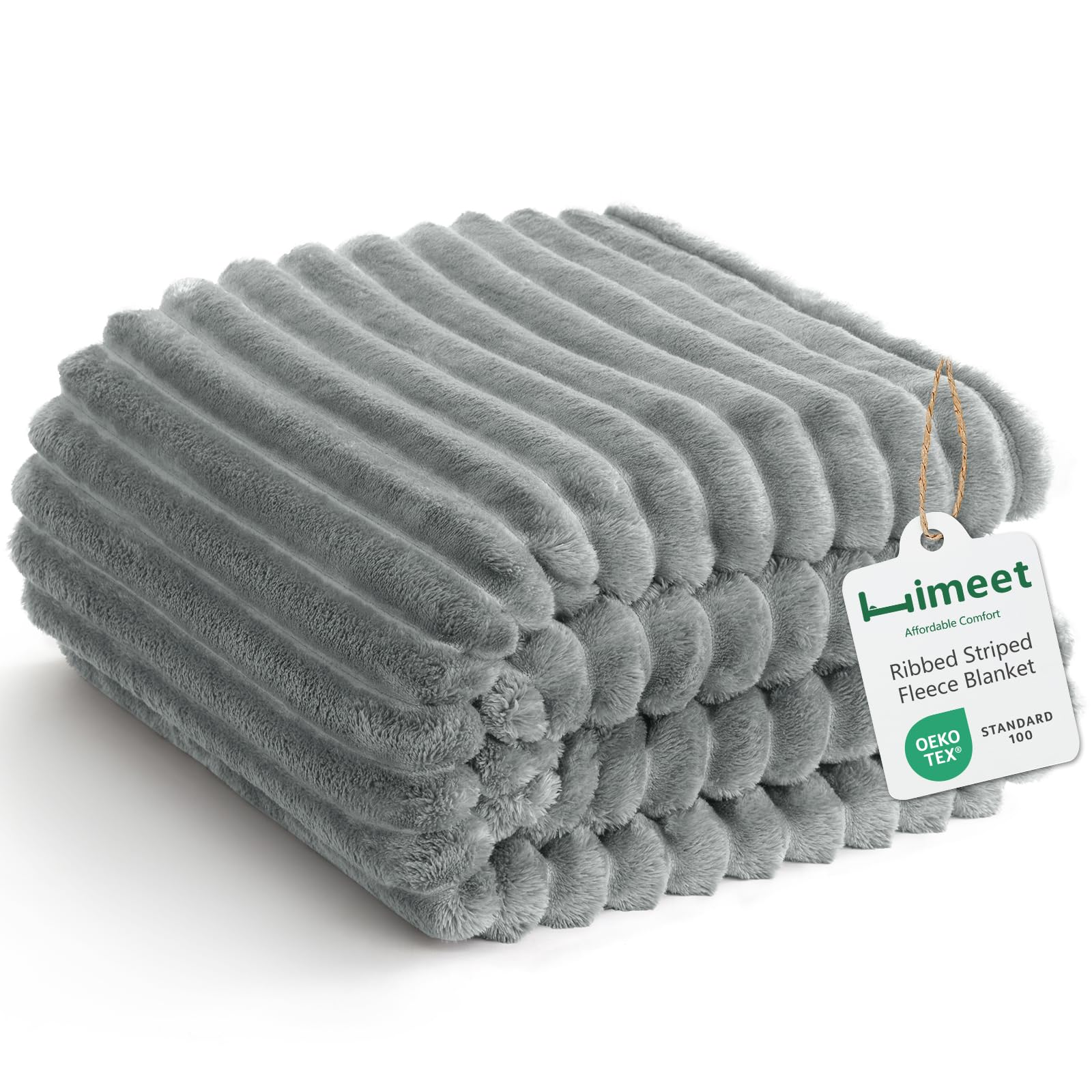 Couverture lit simple gris clair HIMEET en polaire légère de 152x203cm
