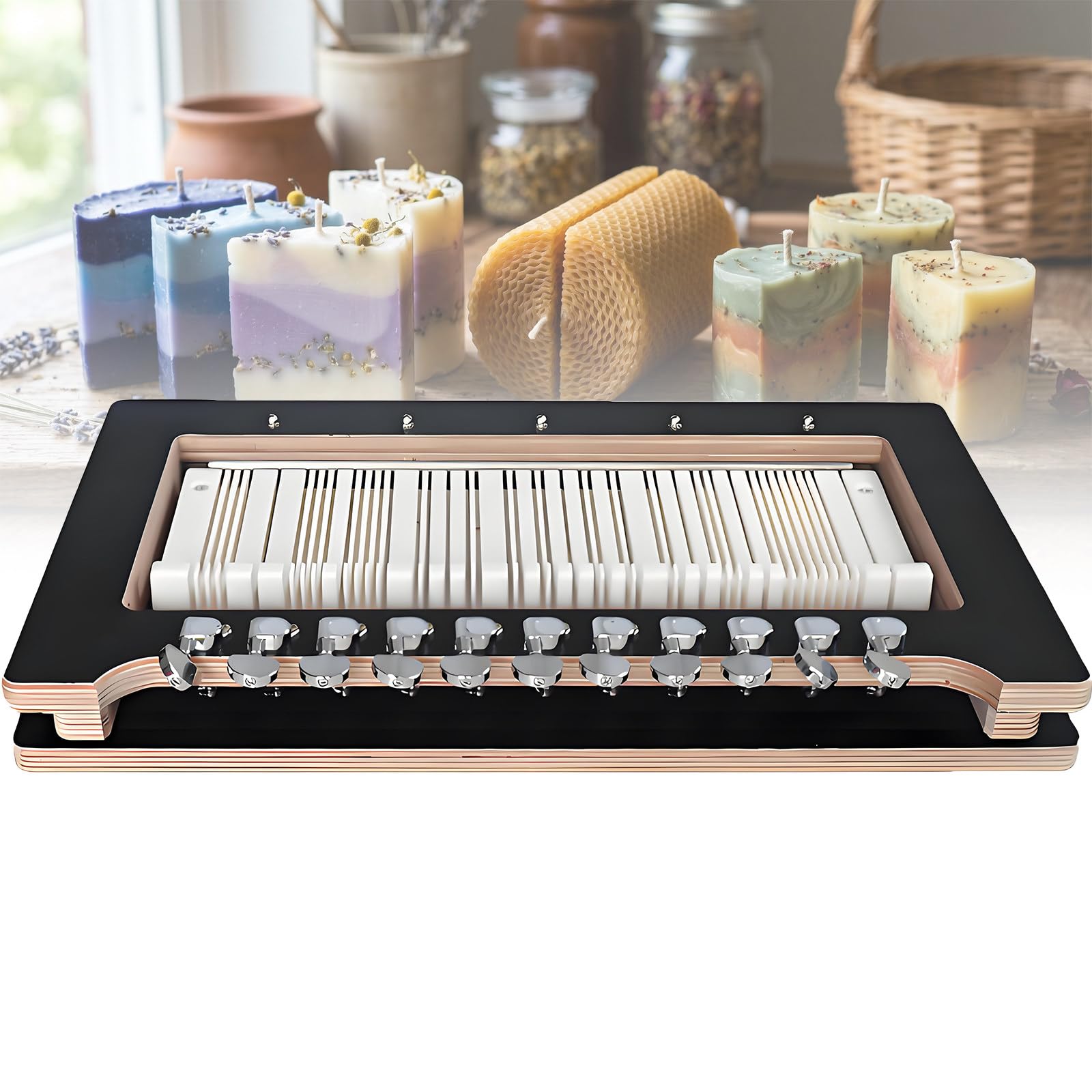 MiyKom Professional Soap Cutter for Clean Flat Cuts, Low Waste Multi-Size Loaf Trimmer with 10 Size Settings,Include Pliers, Brush, Spare Wires, for Soaps Loaf, Candles, Cheese, Butter