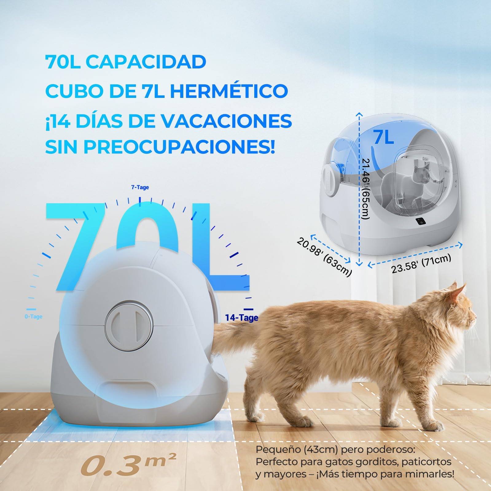 Catlink Baymax-Lite arenero autolimpiable, con monitoreo de Salud para Gatos, Compatible con Control Remoto Mediante App, Ofrece 4 Modos de Limpieza y es Adecuado para Gatos de 1.5 a 10 kg