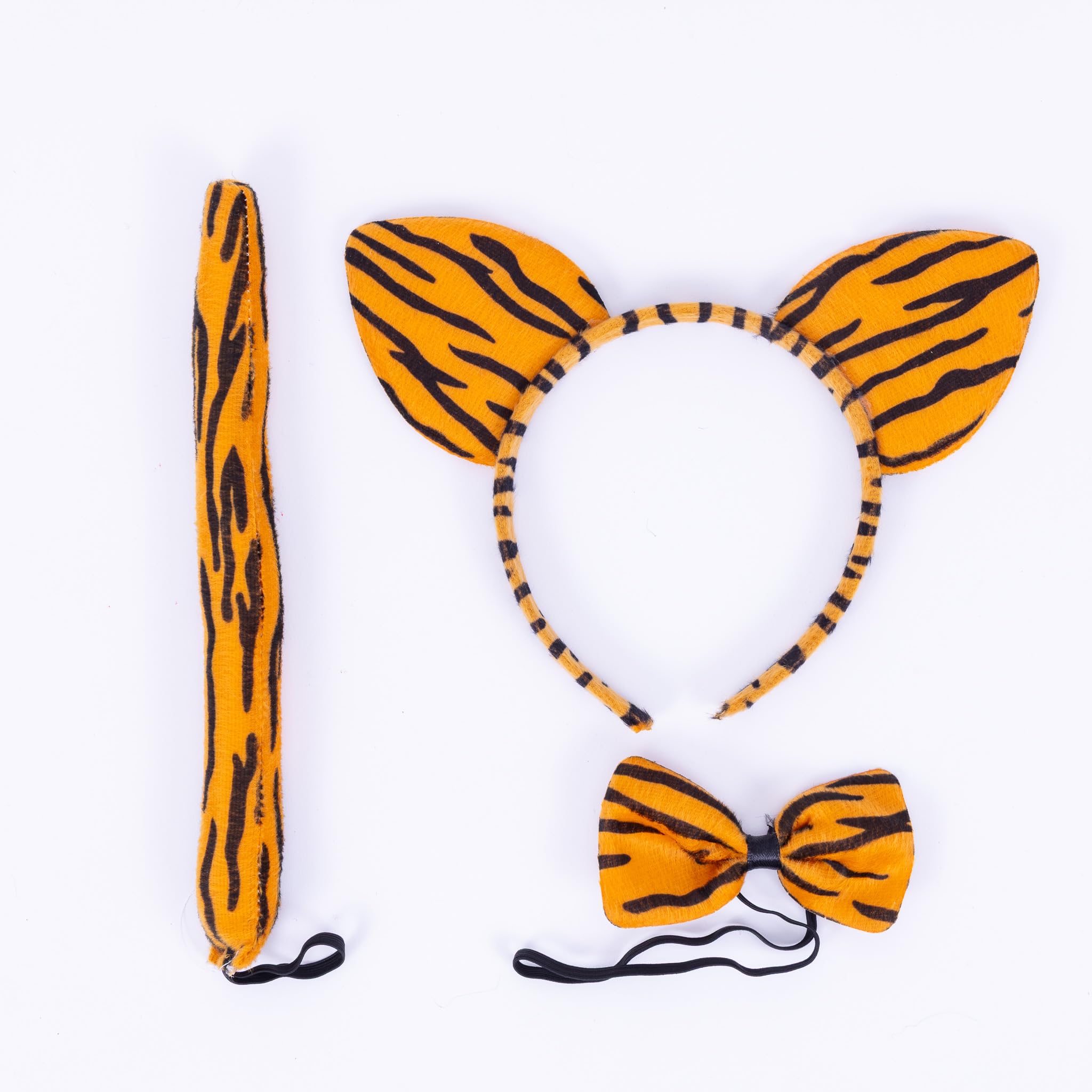evelay Tiger Animal Ears and Tail Set Headband Fancy Dress Party Halloween Costume Multi Colour Multi Animals Accessory ONE SIZE FITS ALL Tiger โ image 1