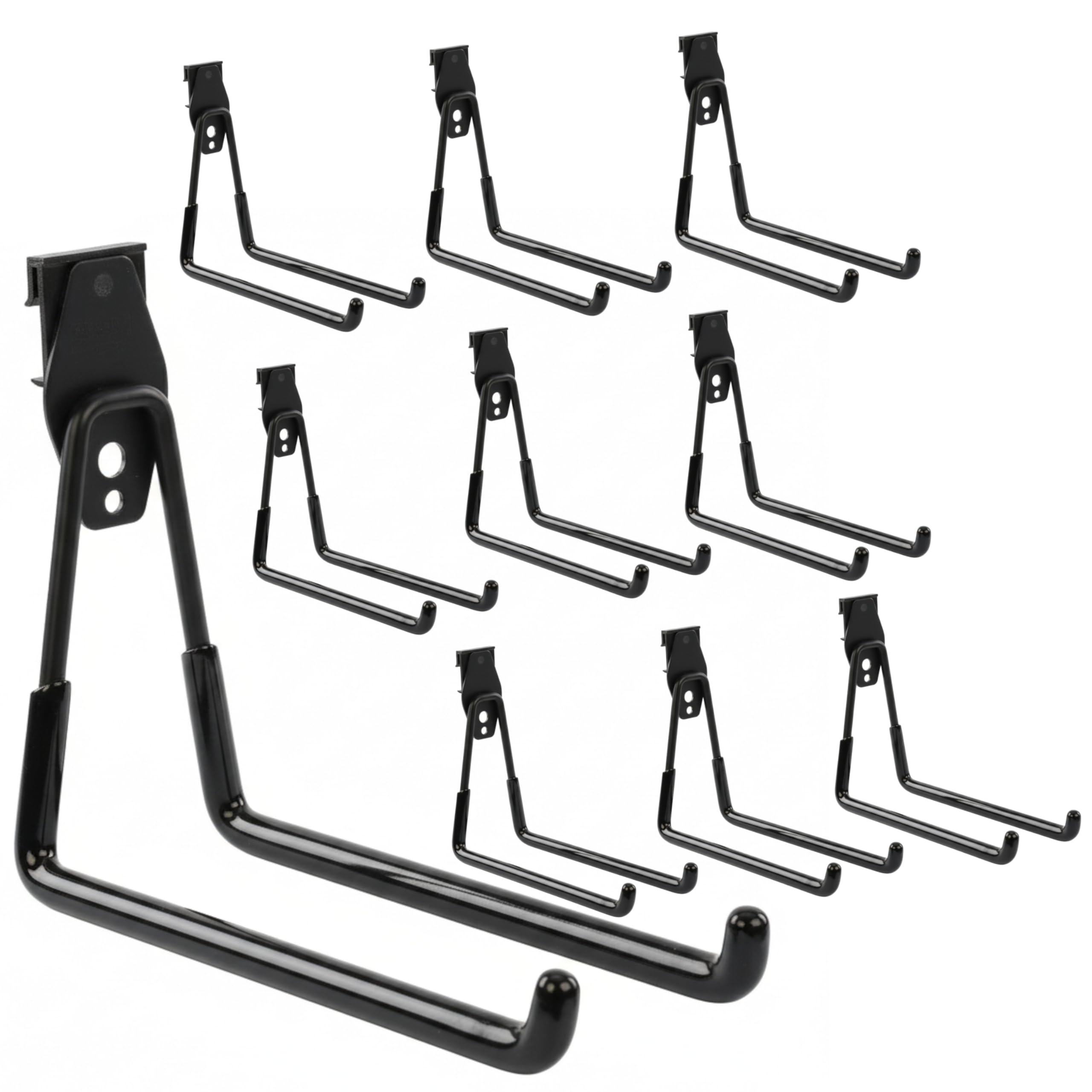 botle Set 10 Stck. Werkzeugwand Haken, Werkzeughaken, für Elektrowerkzeuge, Geradeförmig 19cm, PVC-Ummantelung, für Garage, Schuppen, für Leitern und Schaufeln, Doppelhaken, bis 25 kg