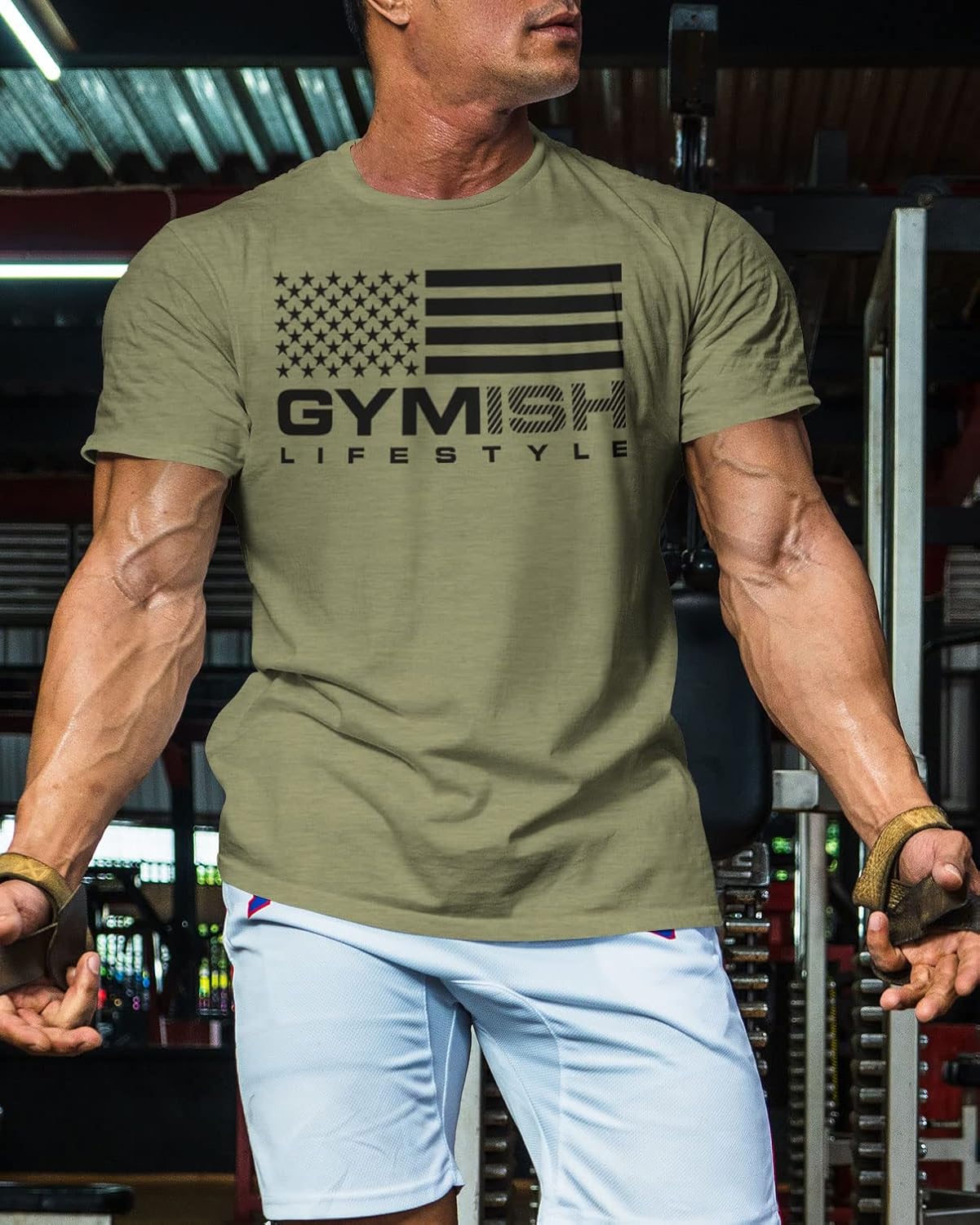 Gymish American Flag Graphic Fitness Tank, Sleeveless Bodybuilding Athletic Tank Top - Image 3