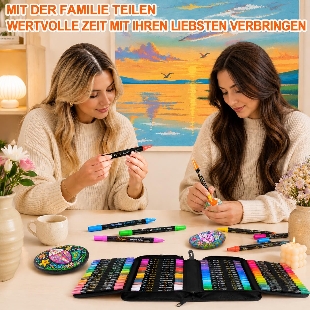 NICETY 128 Acrylstifte für Steine Wasserfest - Dual Tip Acrylmarker Multimarker für Steine Bemalen Holz Stein Stoff Leinwand Glas Keramik, 0.5-5mm Acrylfarben Stifte Acrylic Paint Marker Set