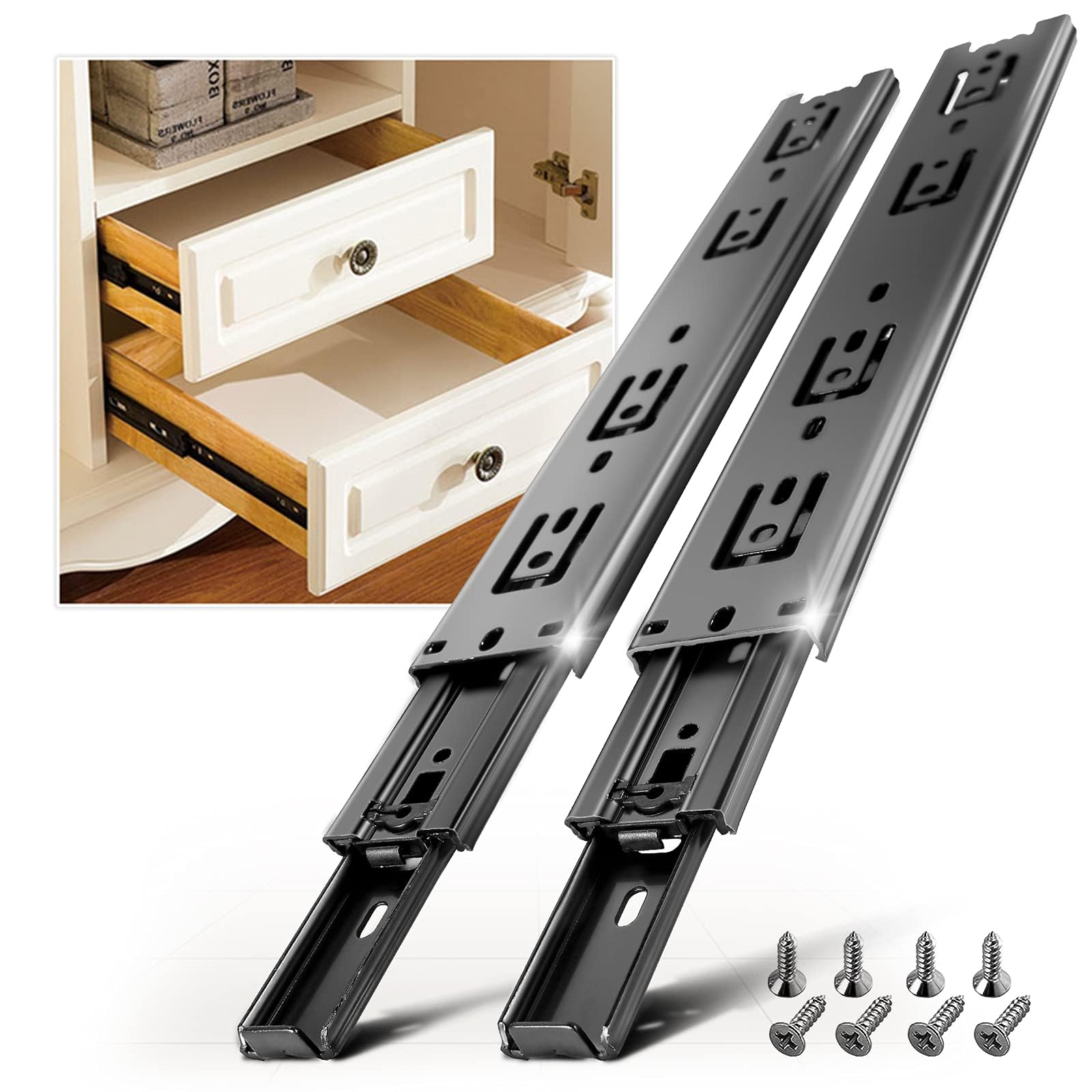 Sponsored Ad – 1 Pair Full Extension Soft Close Drawer Slides, 10 Inch 3 Folds, Thicker Stainless Steel, 100 LB Load Capacity