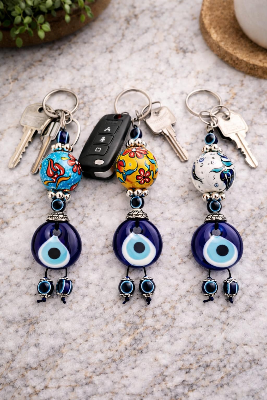 エジプト　太陽神ホルス　キーホルダー　ターコイズ　ブルー　パール Amazon.co.jp: Erbulus トルコ イーブルアイ キーチェーン 3個セット