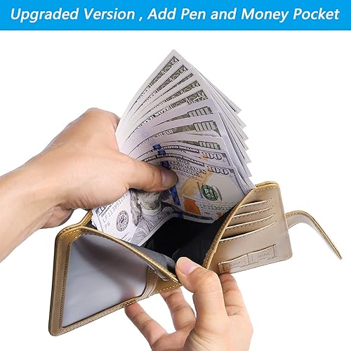 Miniatura 3 de Funda para pasaporte, cartera con bloqueo RFID, funda de piel para tarjetas, accesorios de viaje para mujeres y hombres, 111#Marrón, Ranura