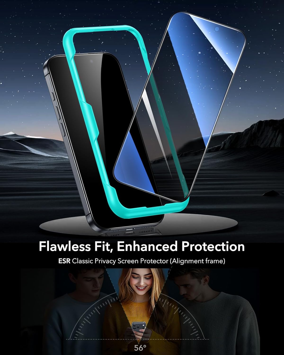 ESR 3 Pack for iPhone 17 Pro Privacy Screen Protector, Anti-spy Tempered-Glass Privacy Screen Protector with Easy Installation Tool, Micro-Curved Edges, Case Friendly - Image 2