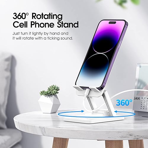 Miniatura 2 de Aiwode Soporte giratorio para teléfono celular de 360, soporte de teléfono de escritorio, soporte portátil para teléfono celular, soporte plegable