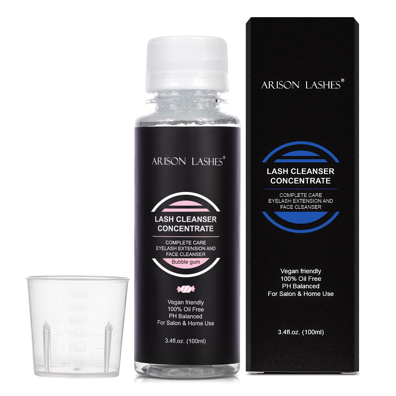 Eyelash Cleanser Concentrate 100ml Lash Extensions Shampoo Natural Foaming Cleanser DIY Non-lrritating Wash for Extensions Lashes with Salon Home Care-Makes 20 Bottles 60ml lash Shampoo (Bubble gum)