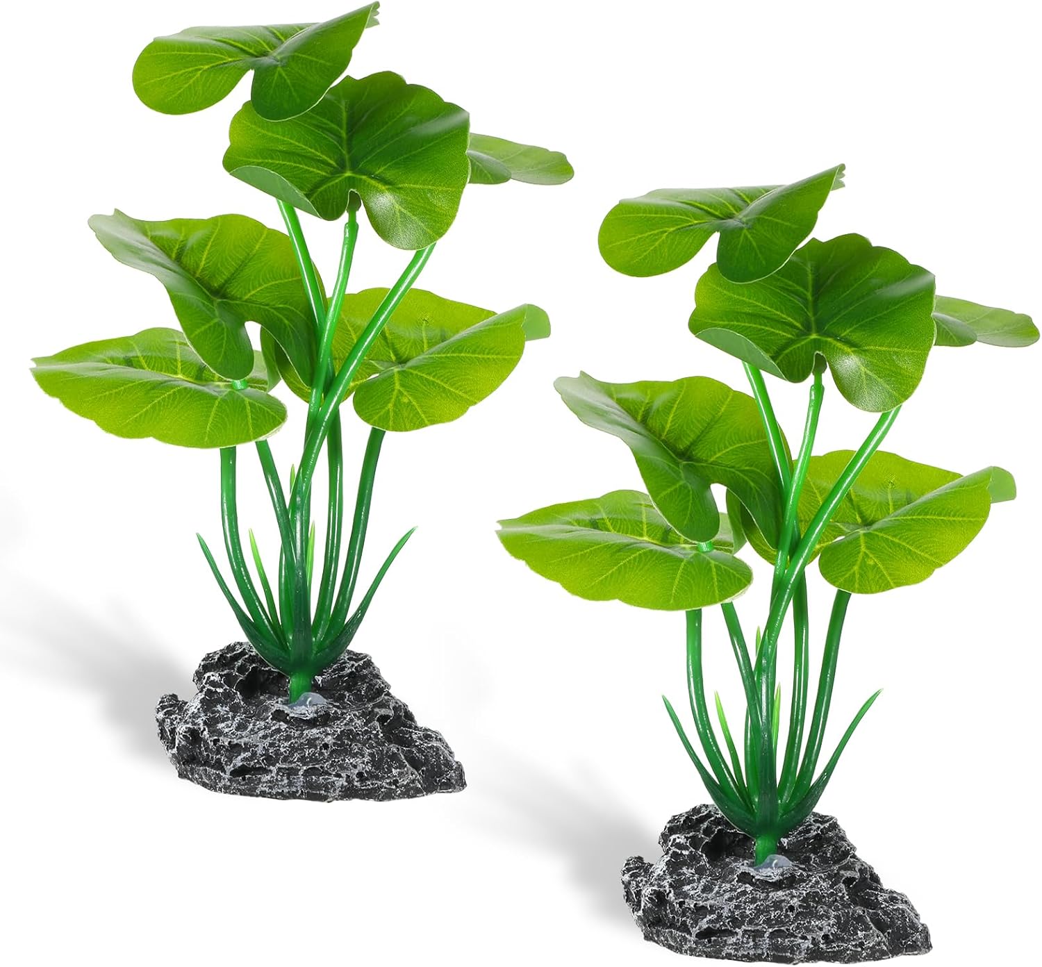 2-Pack Aquarium Decor Fish Tanks Decorations Plants, 6 Inch Plastic Betta Leaf Pad Hammock Artificial Silk Aquarium Plant Betta Fish Tank Accessories for Goldfish, Reptiles Plant Decor Driftwood