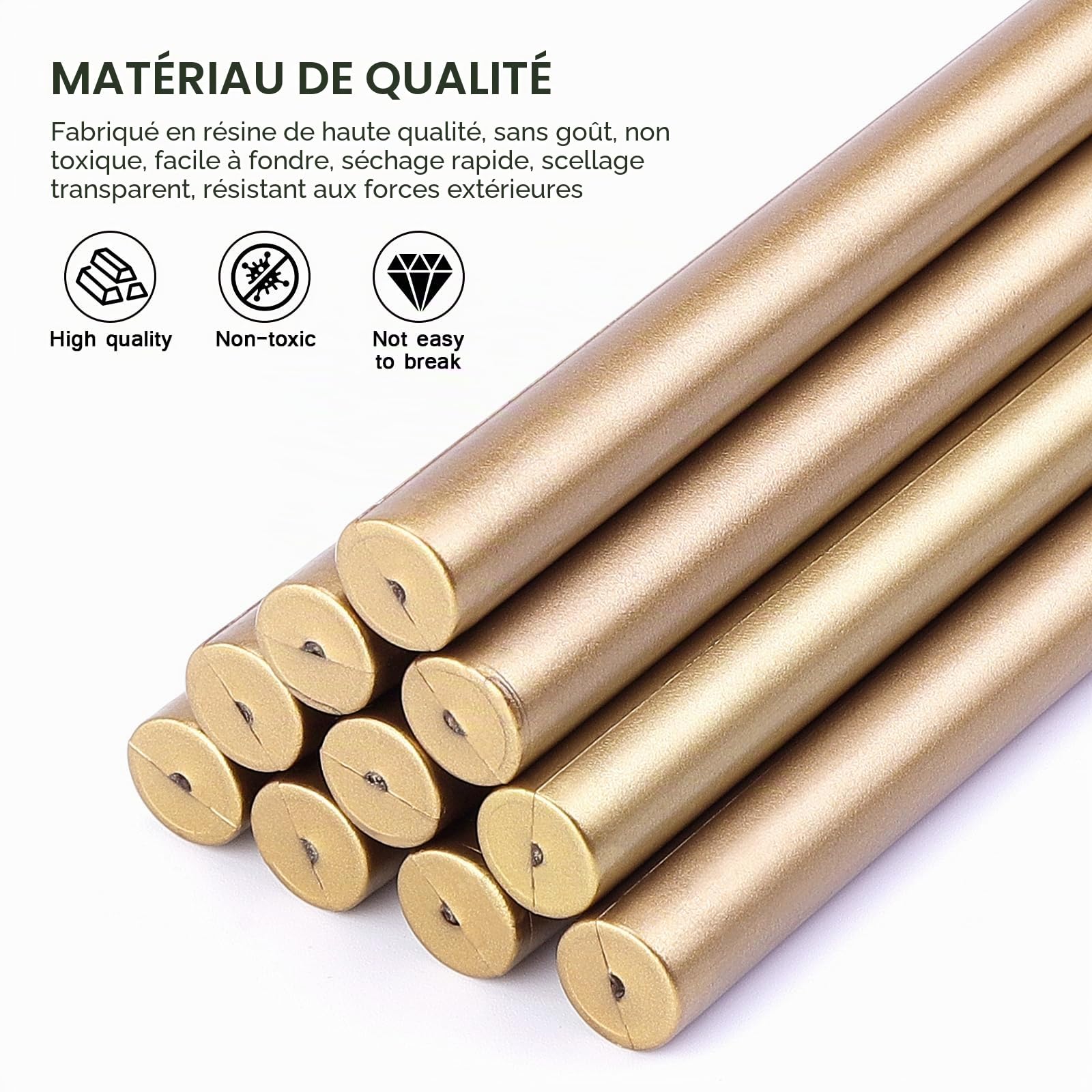 Coolty 20 Pièces Bâtons de Cire à Cacheter 11mm Bâton de Sceau de Cire pour Faire-part de Mariage, Cartes, Enveloppes Emballages Cadeaux (Bronze Doré)