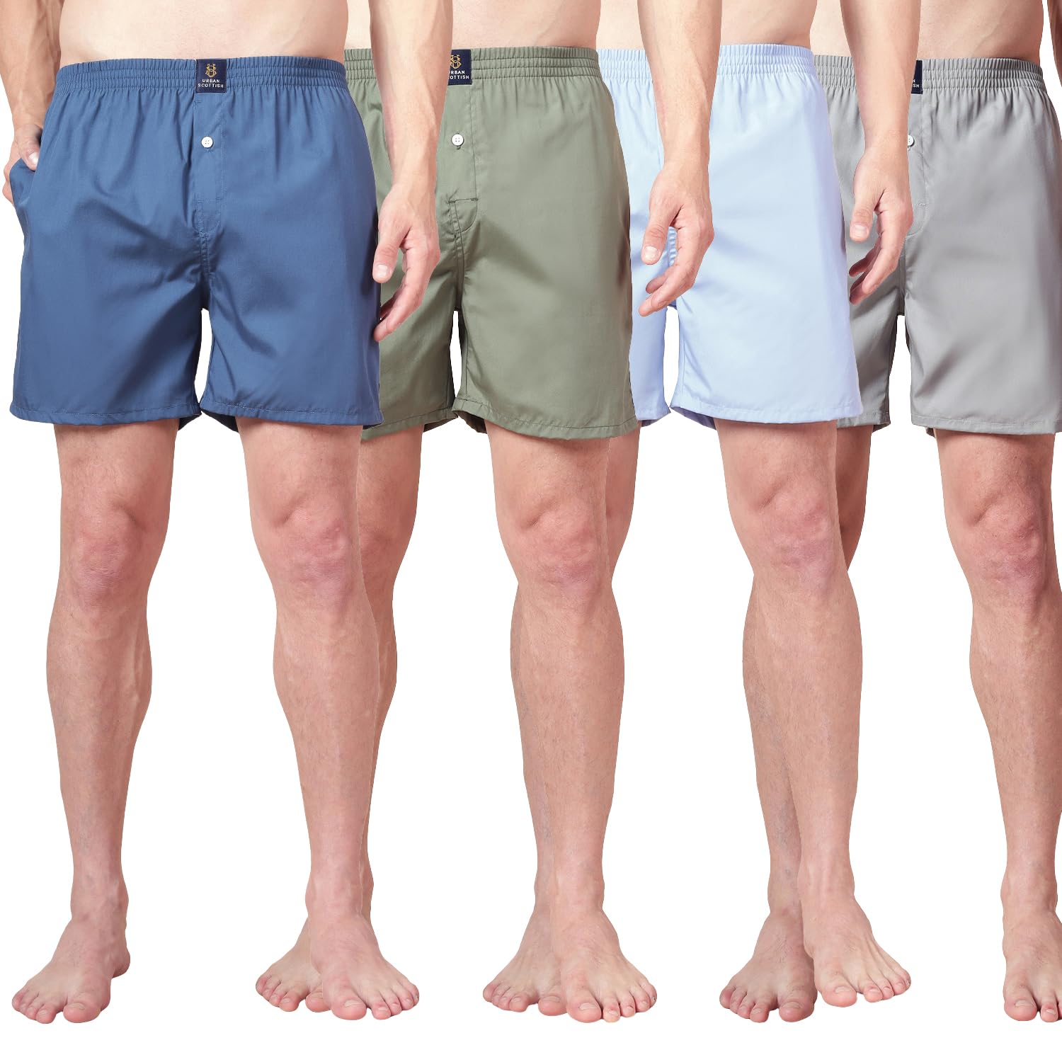 urban scottish Men’s 100% Cotton Solid Boxers Shorts with Side Pockets (Pack of 4)-picture-20