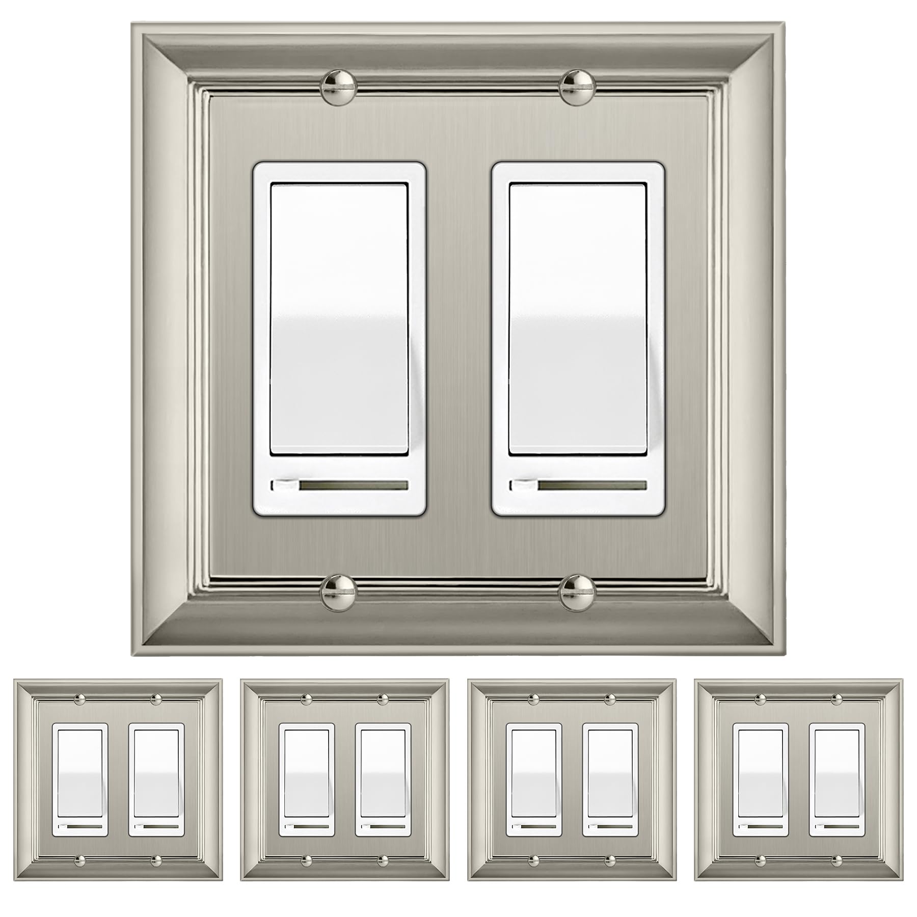 BESTTEN 10 Pack Dimmer Light Switch, Single Pole or 3-Way, LED Dimmer Switches with 5 Pack Wall Plate