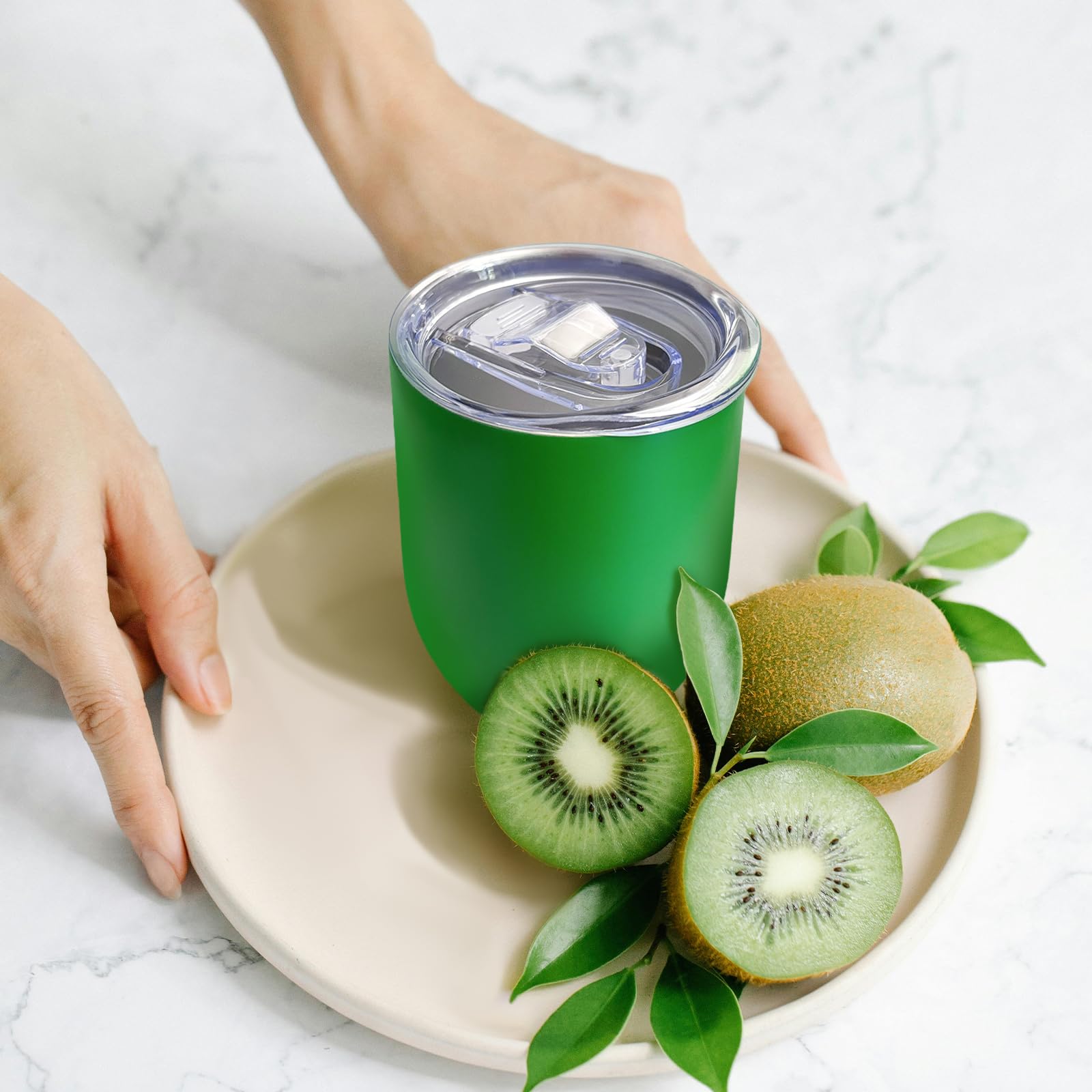 YOUKE OLA Paquete de 18 vasos de vino de acero inoxidable con tapa, vaso de vino aislado de 12 onzas, sin tallo, vaso de vino de doble pared al vacío, vaso de café a granel para café, vino, cócteles,