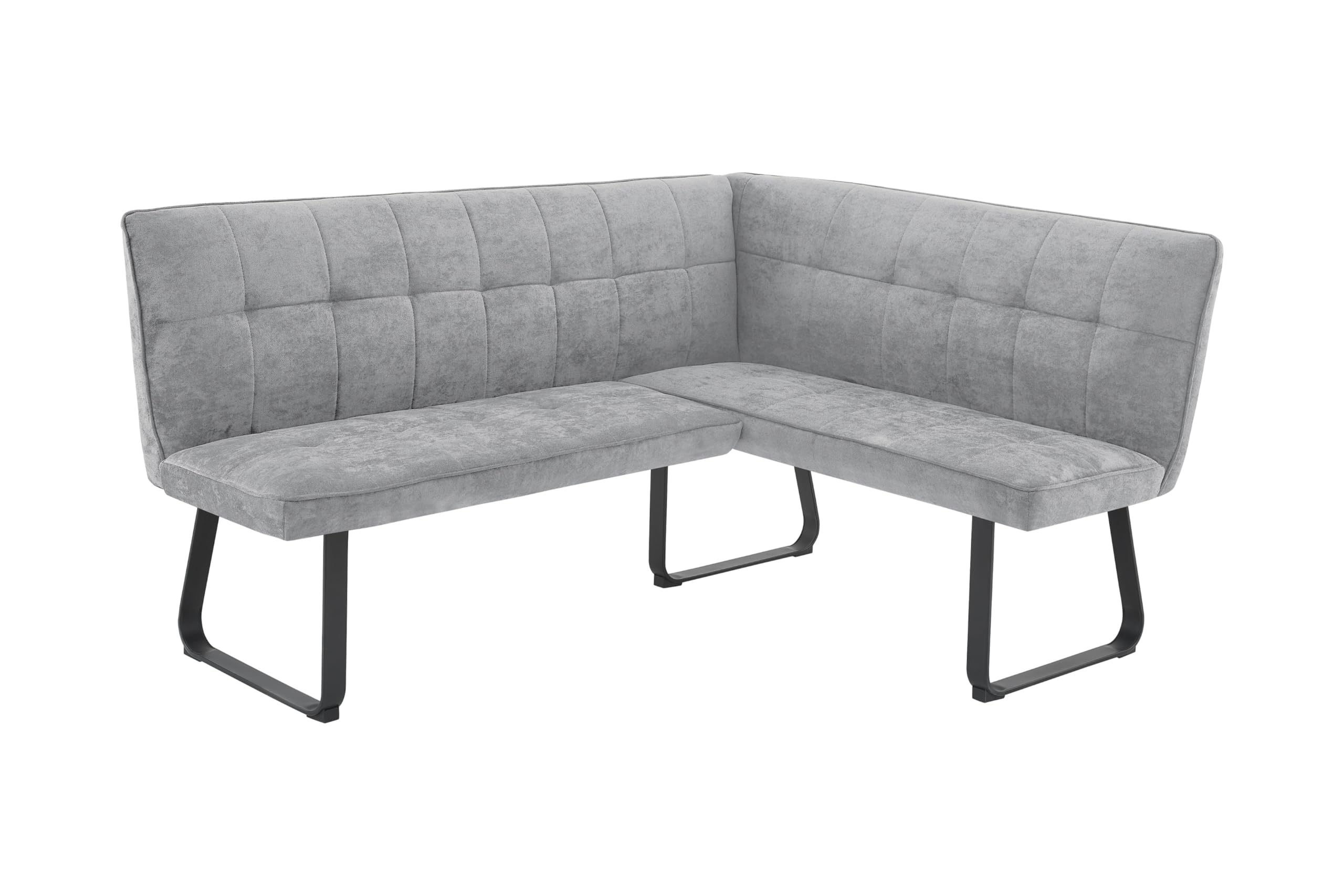 byLIVING Eckbank TALEA, Webstoffbezug in hellgrau, Gestell schwarz, Essbank | Eckbank in L-Form, langer Schenkel links, Nosagfederung, Sitzbank, 168 x 128, H 93,5 cm