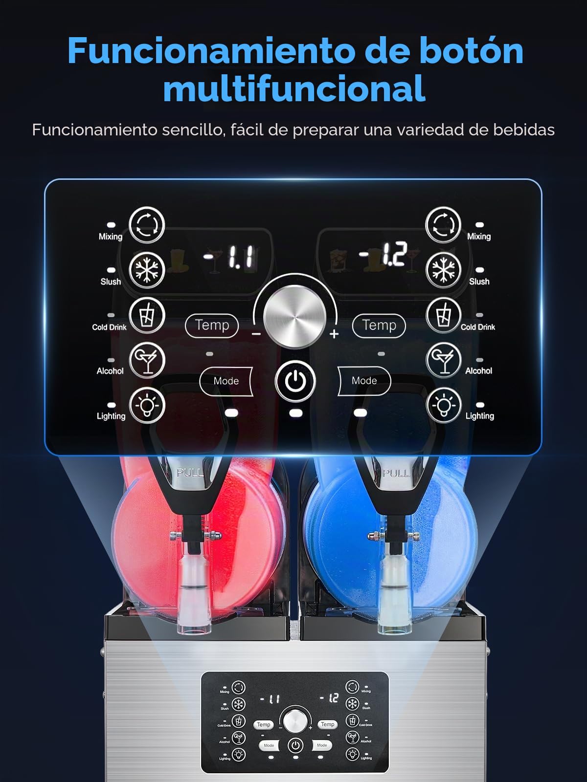 FOHERE Máquina de granizado comercial, 30L tanques granizado máquina de hielo,Control de tanque independiente, máquina de granizado para restaurantes, cafetería bares fiesta