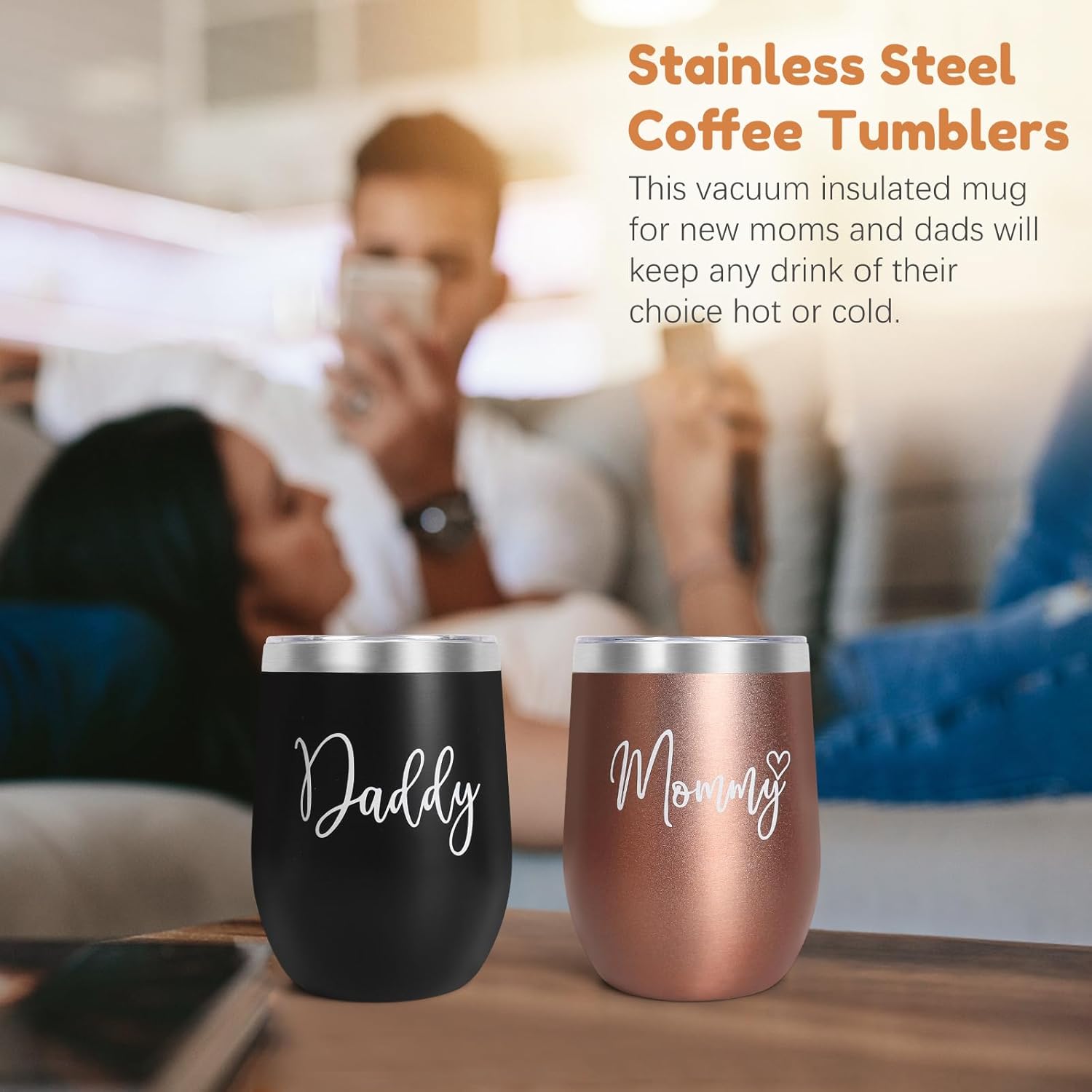 New Mom Gifts for Women, Top Pregnancy Gifts with Mom and Dad Tumbler Set for First Time Moms, Expecing Parents to Be, Gender Reveal, Baby Shower, Best Baby Gifts for Boys Girls Neutral