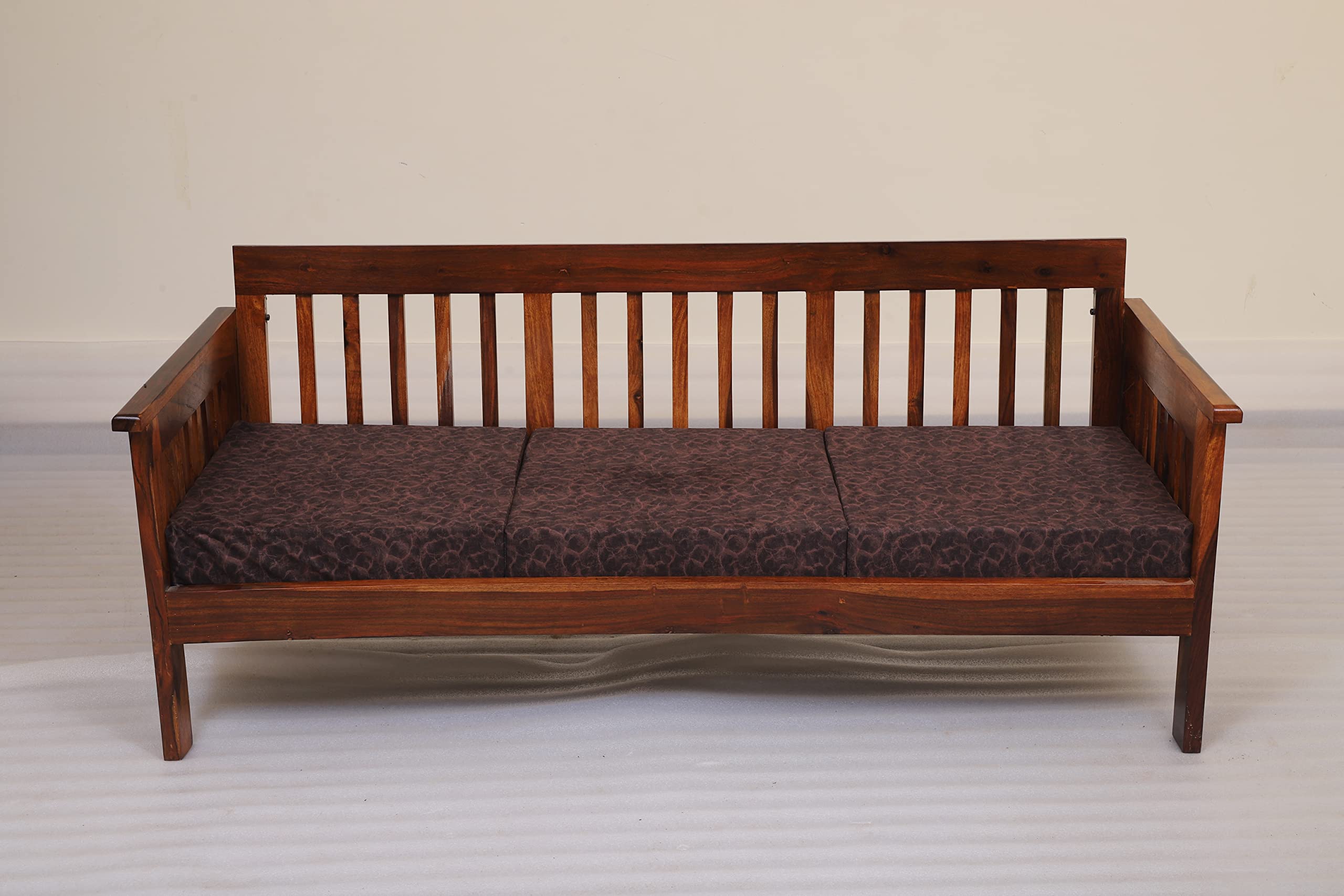 Santosha Decor Sheesham Solid Wood & Fabric 3 Seater Sofa Sectional for Living Room & Home and Office Furniture - Teak & Brown