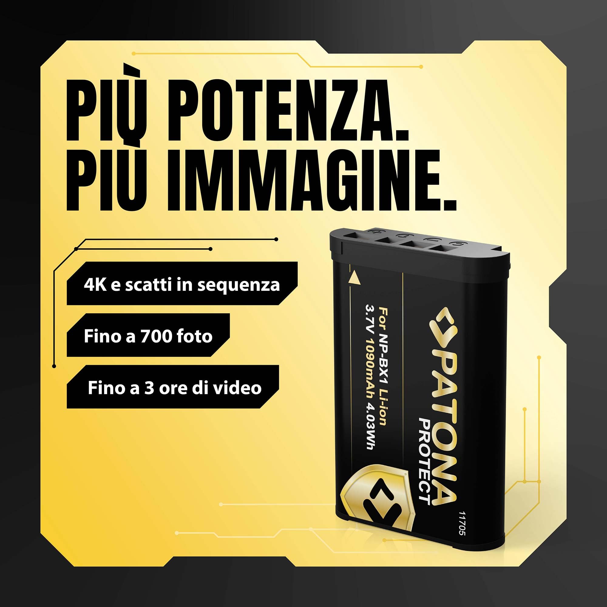 PATONA 2X Protect Batteria per Sony NP-BX1 NPBX1 DSC-RX100, 1090mAh | Batteria con box protettivo per CyberShot DSC RX1 RX100 I-VII HX50 HX60 HX80 HX90 HX99 HX400V WX300 WX500 HDR AS50 CX240