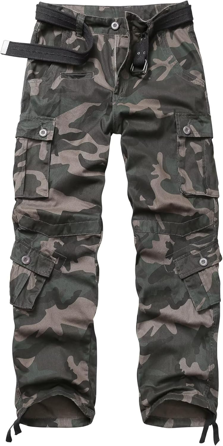 Men's Cargo Pants, Casual Outdoor Camo Pants, Relaxed Fit Work Pants with Multi Pockets