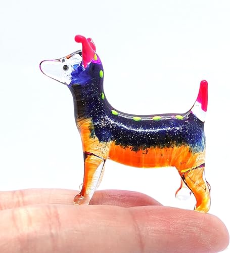 Sansukjai Chihuahua - Figuras de arte pintadas en miniatura de vidrio soplado a mano, animales coleccionables, regalo para decoración del hogar,