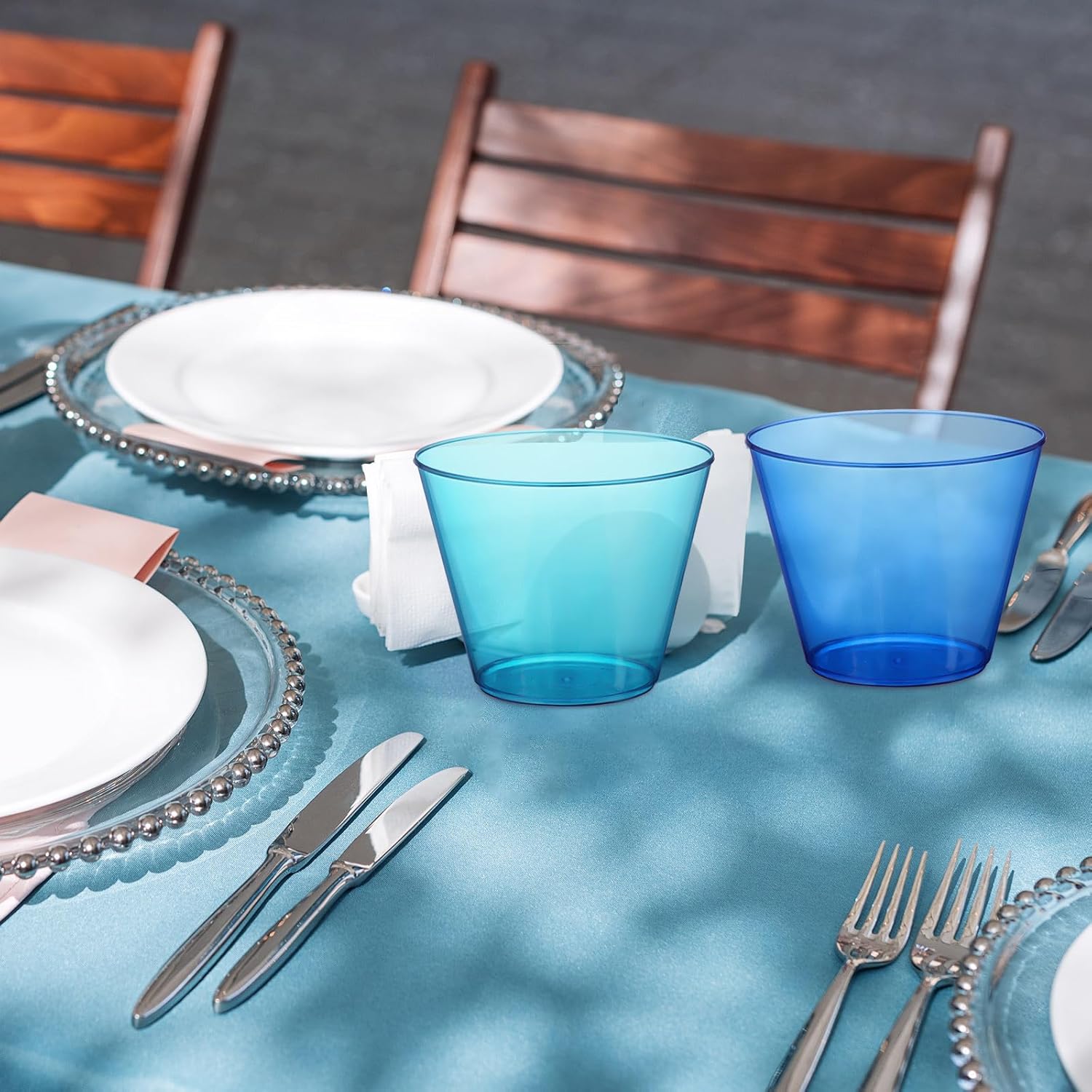Hushee 100 Pack 9 oz Blue Plastic Cups Disposable Cups Tumblers Blue Party Elegant Plastic Drink Wine Glasses for Baby Shower Birthday Cocktail Wedding - Image 6