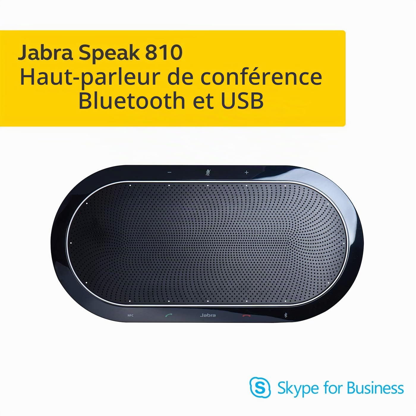 Jabra Speak 810 Enceinte pour Conférence Microsoft pour Grandes Réunions avec Adaptateur Bluetooth et Câble USB-A Intégré – Compatible avec Ordinateurs Portables, Smartphones et Tablettes