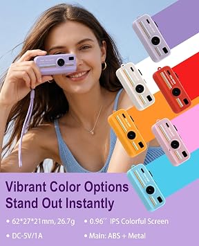Mini Retro Digital Camera 2K Video 16X Zoom LED Light | Keychain Camera Vintage Filters Simple One Touch Operation Pocket Camera for Kids Teens Gift