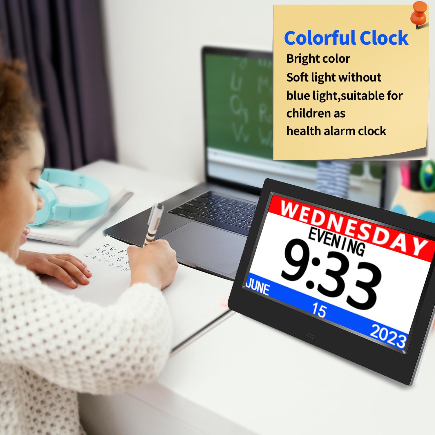 Reloj digital DST con fecha y día de la semana para ancianos-12 alarmas, recordatorio de medicamentos, demencia, Alzheimer, calendario con pantalla extragrande (10.1 pulgadas, negro) 4