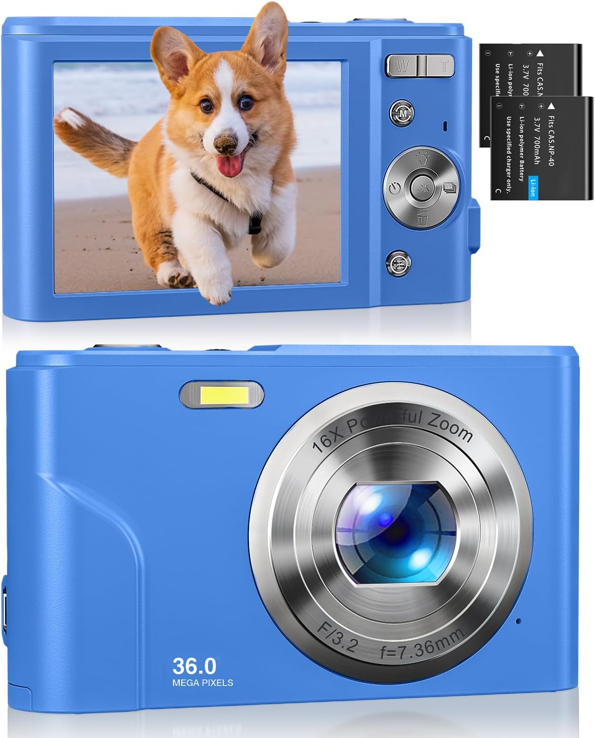 DGVDO Digital Camera, FHD 1080P Black Camera, 44MP Point