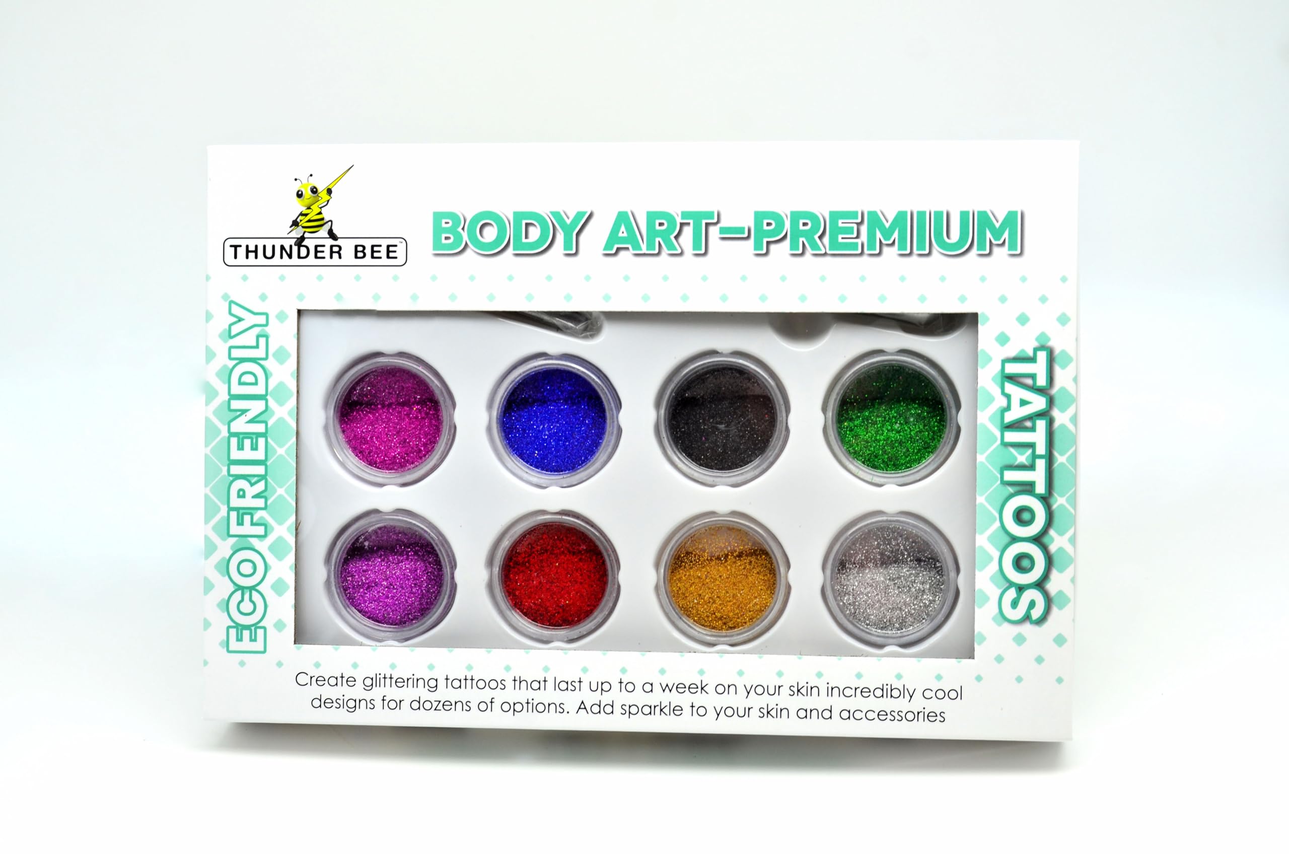 Body Art Tattoos Premium ECO Friendly Glitter Tattoo Kit with 8 Vibrant Colors - Image 2
